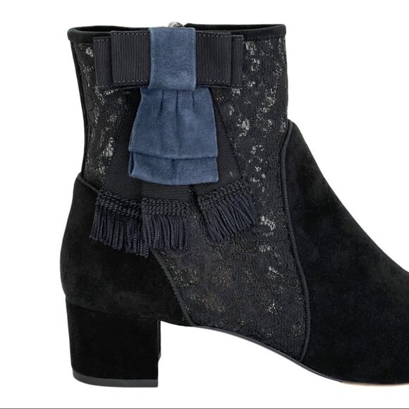 Tabitha Simmons Anastasia Black Lace Fabric Womens Ankle Boots Size 9M - Picture 3 of 16